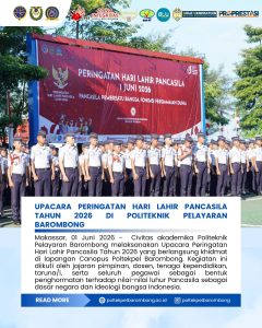 Upacara Peringatan Hari Lahir Pancasila Tahun 2026 di Politeknik Pelayaran Barombong